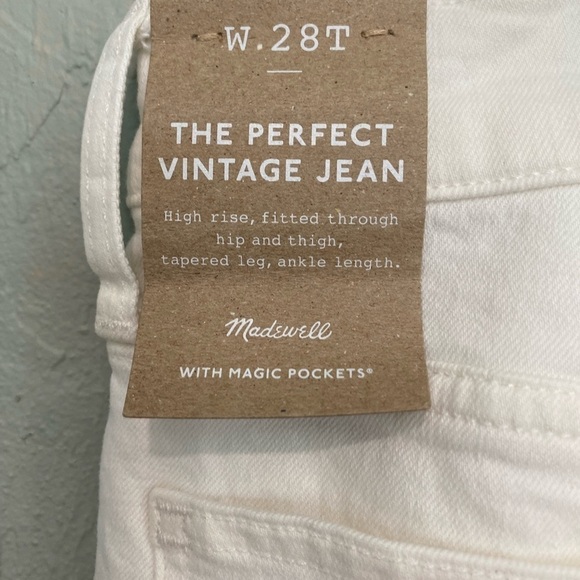 NWT Madewell The Perfect Vintage Jean in Tile white The High Rise size 28 Tall - Picture 13 of 15